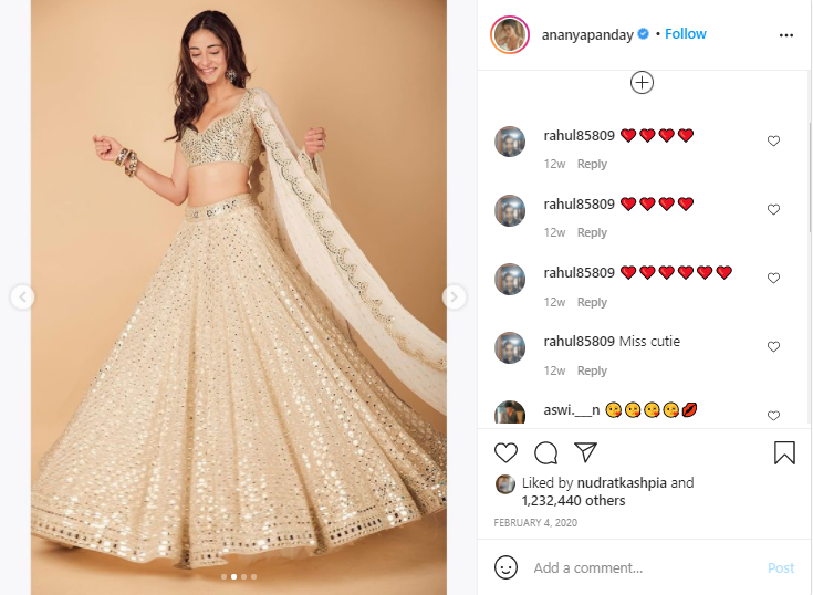 celebrity lehenga designs ananya